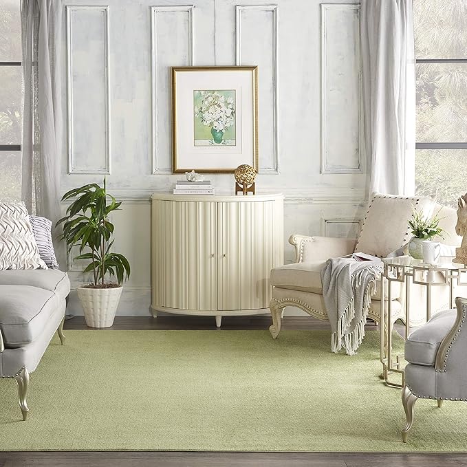 Nourison Essentials Indoor/Outdoor Green 8' x 10' Area Rug, Easy Cleaning, Non Shedding, Bed Room, Living Room, Dining Room, Backyard, Deck, Patio (8x10)