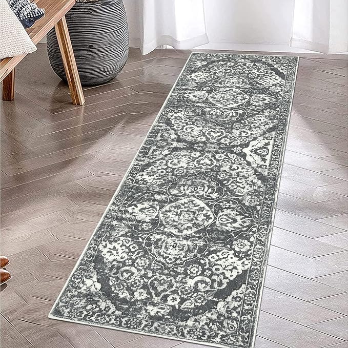 HEBE Hallway Runner Rug 2'x6' Washable Vintage Distressed Area Rugs Non Slip Laundry Rug Runner Boho Floor Carpet Runners for Hallways Entryway Laundry Room Kitchen Bathroom