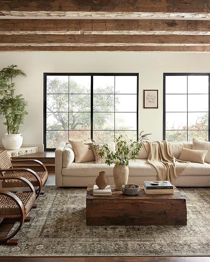 Loloi Magnolia Home by Joanna Gaines Sinclair Collection SIN-01 Pebble/Taupe 8'-6" x 11'-6", .25" Pile Height, Machine Washable, Area Rug