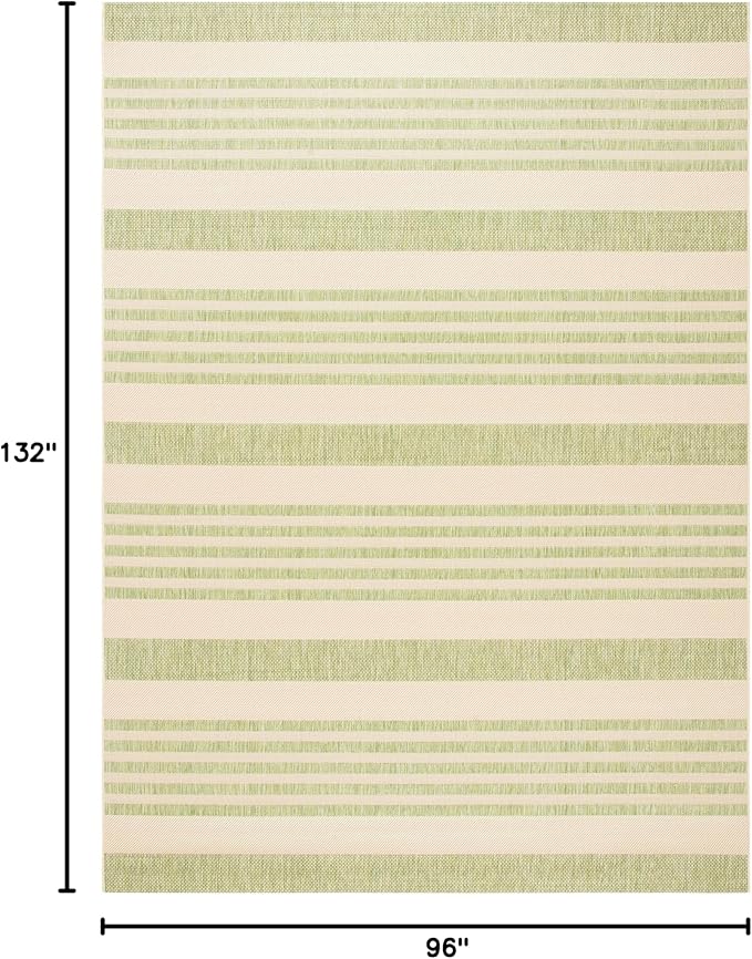 SAFAVIEH Courtyard Collection 8' x 11' Beige/Sweet Pea CY6062 Stripe Indoor/ Outdoor Waterproof Easy-Cleaning Patio Backyard Mudroom Area-Rug