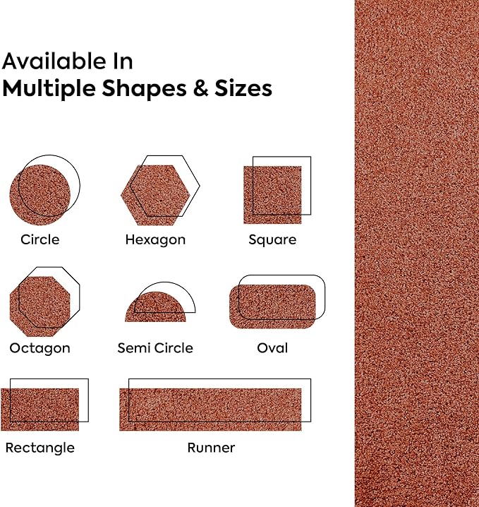 Furnish my Place Modern Plush Solid Color Rug - Rust, 4' x 34', Pet and Kids Friendly Rug. Made in USA, Area Rugs Great for Kids, Pets, Event, Wedding