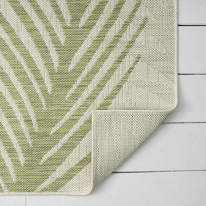 LR Home 2 x 3 Indoor/Outdoor Area Rug for Home Decor | Coastal Palm Leaf Carpet for Living Room, Bedroom, playroom, Patio, Garden | Modern Farmhouse Rug | Green/Beige