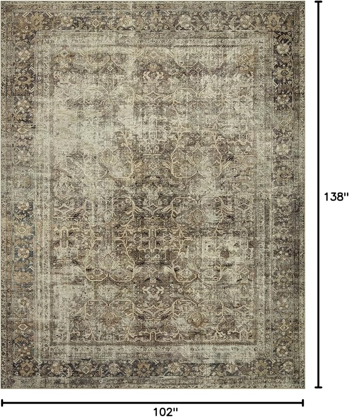 Loloi Magnolia Home by Joanna Gaines Sinclair Collection SIN-01 Pebble/Taupe 8'-6" x 11'-6", .25" Pile Height, Machine Washable, Area Rug
