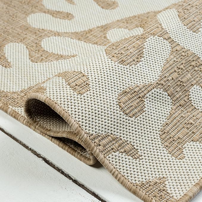LR Home 7 x 9 Indoor/Outdoor Area Rug for Home Decor | Floral Carpet Suitable for Living Room, Bedroom, Playroom, Patio, Garden | Nautical Farmhouse Rug | Ivory/Beige
