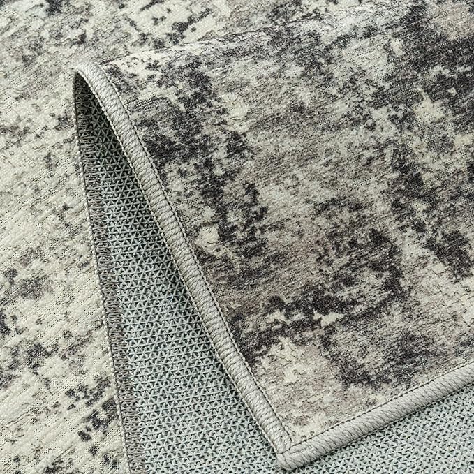 2x3 Entryway Rug Machine Washable Area Rug Grey Small Rugs 3D Textured Rug Entrance Door Mat Abstract Low Pile Carpet Kitchen Bedroom Hallway Non Slip