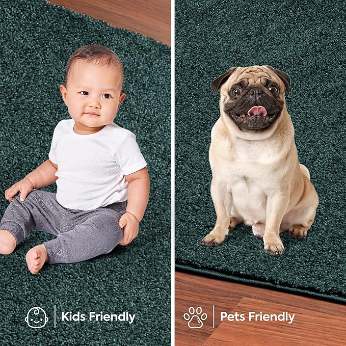 Furnish my Place Modern Indoor/Outdoor Commercial Solid Color Rug - Forest Green, 4' x 48' Oval, Pet and Kids Friendly Rug. Made in USA, Area Rugs Great for Kids, Pets, Event, Wedding