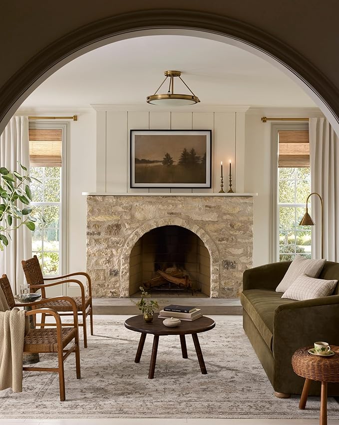 Loloi Magnolia Home by Joanna Gaines Pace Collection PAC-01 Natural/Stone 7'-8" x 7'-8" Round Area Rug