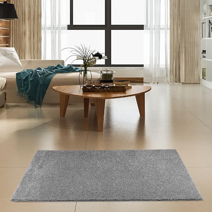Furnish my Place Modern Indoor/Outdoor Commercial Solid Color Rug - Grey, 5' Hexagon, Pet and Kids Friendly Rug. Made in USA, Area Rugs Great for Kids, Pets, Event, Wedding