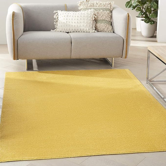 Nourison Essentials Indoor/Outdoor Yellow 5' x 7' Area Rug, Easy Cleaning, Non Shedding, Bed Room, Living Room, Dining Room, Backyard, Deck, Patio (5x7)
