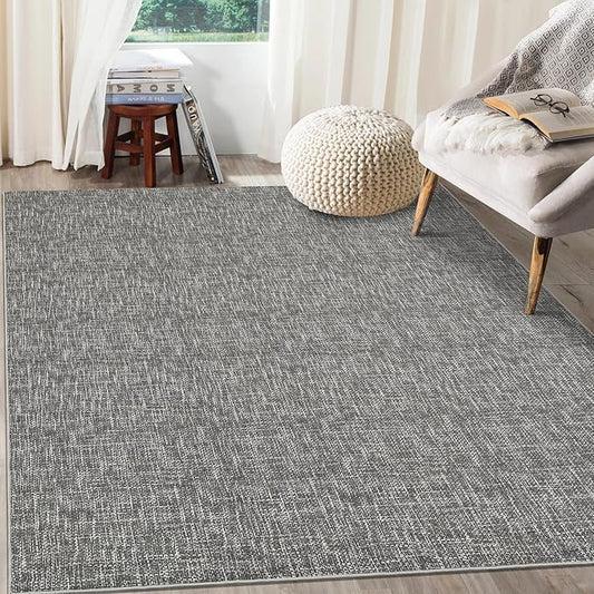 Bedroom Area Rug 4x6 Modern Abstract Area Rug Stain Resistant Small Living Room Rug Contemporary Dining Room Rug Non-Slip Solid Rug Aesthetic Accent Floor Carpet for Kitchen Office, Grey