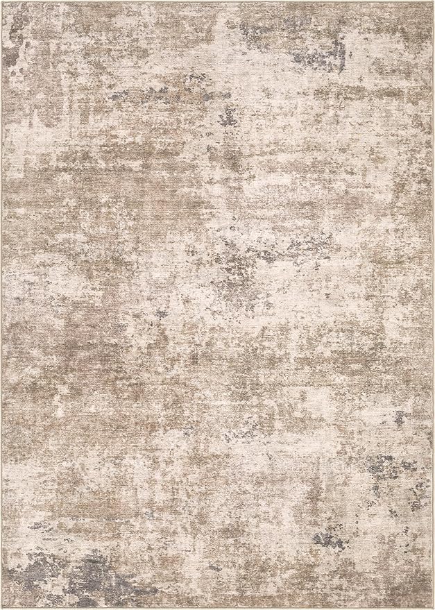 Washable Rug 9x12 Area Rugs for Living Room: Modern Abstract Neutral Soft Large Rug for Bedroom Dining Room Under Kitchen Table Home Office Decor - Brown Grey