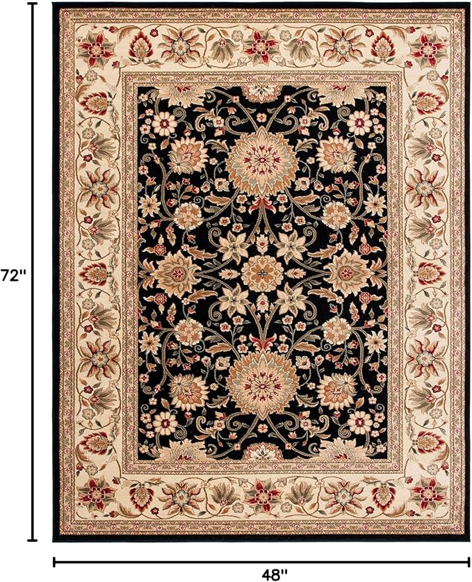 SAFAVIEH Lyndhurst Collection Accent Rug - 4' x 6', Black & Ivory, Traditional Oriental Design, Non-Shedding & Easy Care, Ideal for High Traffic Areas in Entryway, Living Room, Bedroom (LNH212A)