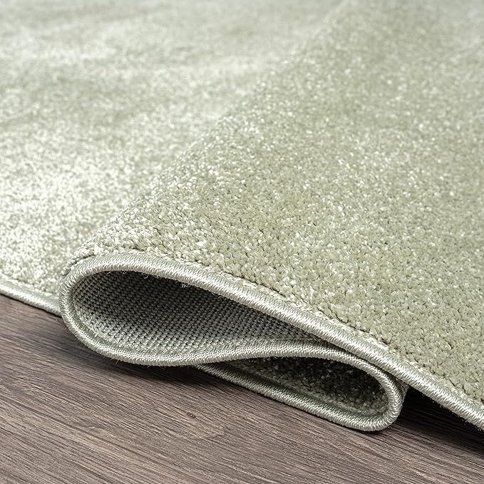 JONATHAN Y SEU100O-28 Haze Solid Low-Pile Indoor Runner-Rug, Coastal, Bohemian, Minimalist Easy-Washing,Bedroom,Kitchen,Living Room,Non Shedding, Green, 2 X 8