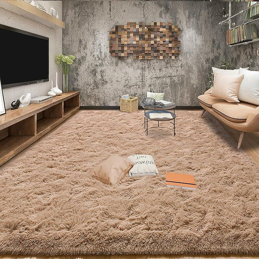 Tepook Super Soft Fluffy Rugs for Living Room, Shag 6x9 Area Rugs for Bedroom, Modern Shaggy Rug Fuzzy Carpets for Kids, Plush Indoor Nursery Home Decor Rug with Non-Slip Bottom, Beige
