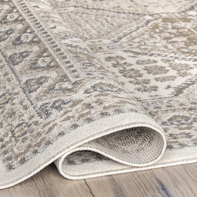 nuLOOM 10x14 Becca Traditional Tiled Area Rug, Beige, Faded Transitional Design, Stain Resistant, For Bedroom, Dining Room, Living Room, Hallway, Office, Kitchen, Entryway