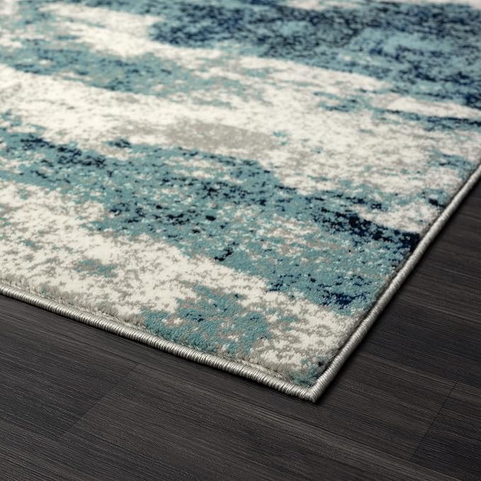 LUXE WEAVERS Modern Abstract Art Light Blue 4x5 Area Rug