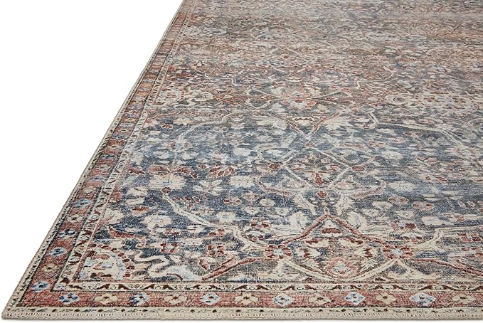 Loloi Chris Loves Julia Jules Collection JUL-06 Denim/Spice 7'-6'' x 9'-6'', .13" Pile Height, Area Rug