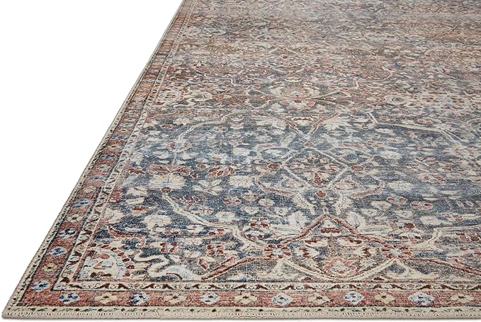 Loloi Chris Loves Julia Jules Collection JUL-06 Denim/Spice 2'-6'' x 9'-6'', .13" Pile Height, Runner Rug
