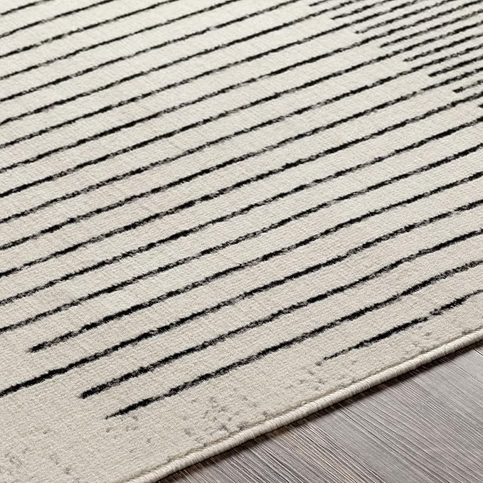 Livabliss Penrod Modern Geometric Area Rug,7'10" x 10',Black/Ivory