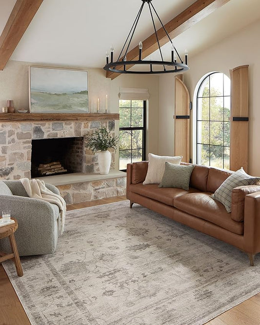 Loloi Magnolia Home by Joanna Gaines Millie Collection MIE-01 Silver/Dove 2'-7" x 14', .25" Pile Height, Runner Rug