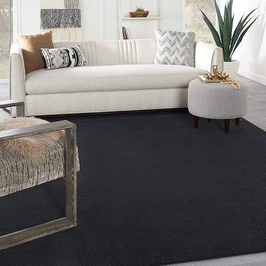 Nourison Essentials Indoor/Outdoor Black 8' x 10' Area Rug, Easy Cleaning, Non Shedding, Bed Room, Living Room, Dining Room, Backyard, Deck, Patio (8x10)