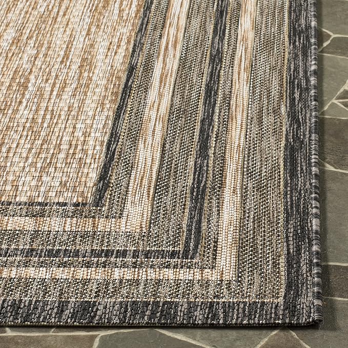 SAFAVIEH Courtyard Collection 2'3" x 12' Natural / Black CY8475 Indoor/ Outside Waterproof Easy cleansingPatio Backyard Mudroom Runner Mat