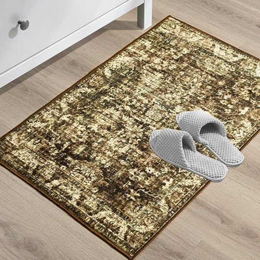 2x3 Vintage Abstract Entryway Rug, Non-Slip Washable Door Mat Indoor Entrance Rugs, Foldable Small Accent Throw Rug Floor Carpet for Front Door Bedroom Kitchen Entryway Bathroom
