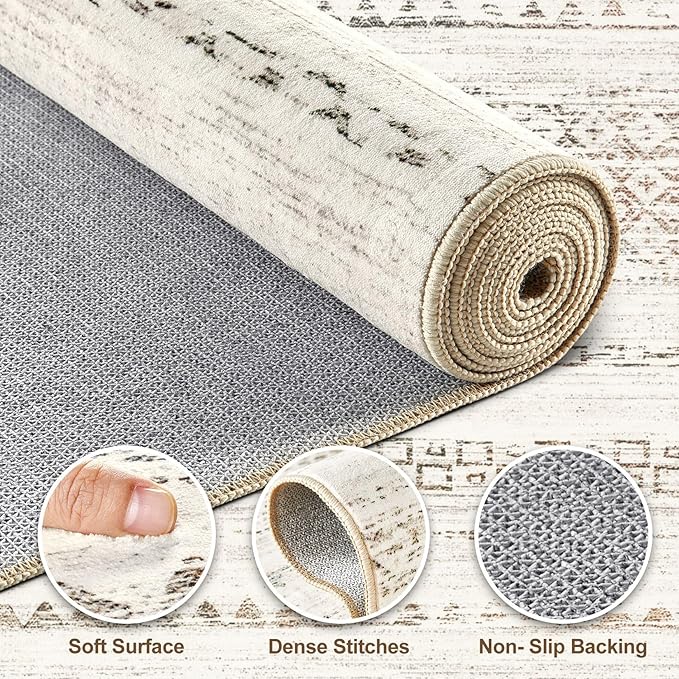 10x14 Area Rugs Living Room: Washable Boho Large Neutral Modern Soft Stain Resistant Farmhouse Indoor Floor Rug Non Slip Accent Carpet for Bedroom Nursery Kids Playroom Office Dining Room- Colorful