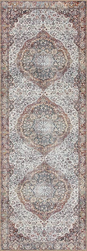 Loloi II Wynter Collection WYN-01 Red/Multi 2'-6" x 9'-6", .13" Thick, Runner Rug, Soft, Durable, Printed, Vintage Inspired, Low Pile, Non-Shedding, Easy Clean, Living Room Rug