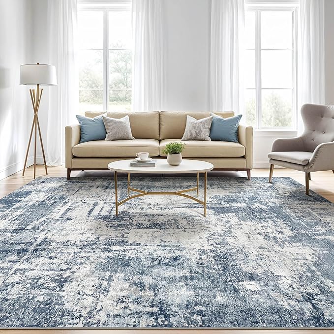 10X12 Area Rug Living Room: Washable Large Abstract Soft Rugs Stain Resistant Indoor Non-Slip Carpet for Men Modern Home Enthusiasts Aged 25-45 - High Traffic Areas - Bedroom Office Playroom