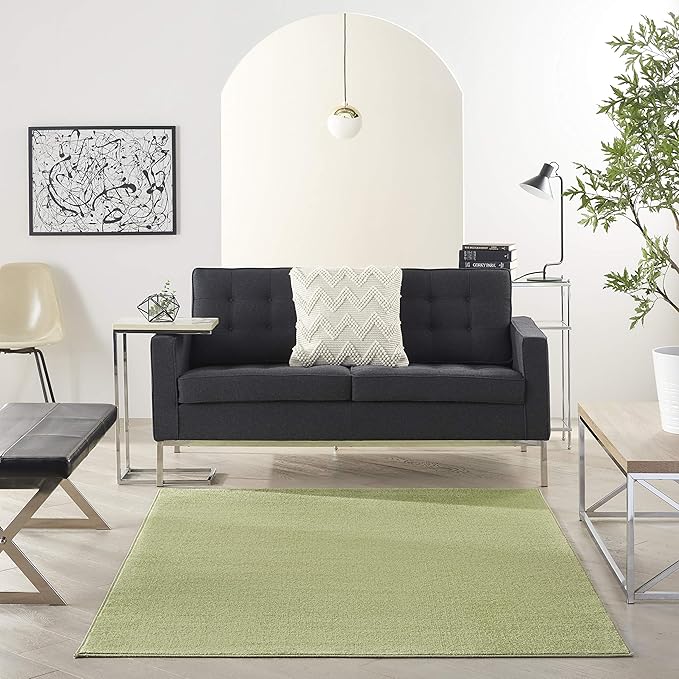 Nourison Essentials Indoor/Outdoor Green 6' x 9' Area Rug, Easy Cleaning, Non Shedding, Bed Room, Living Room, Dining Room, Backyard, Deck, Patio (6x9)