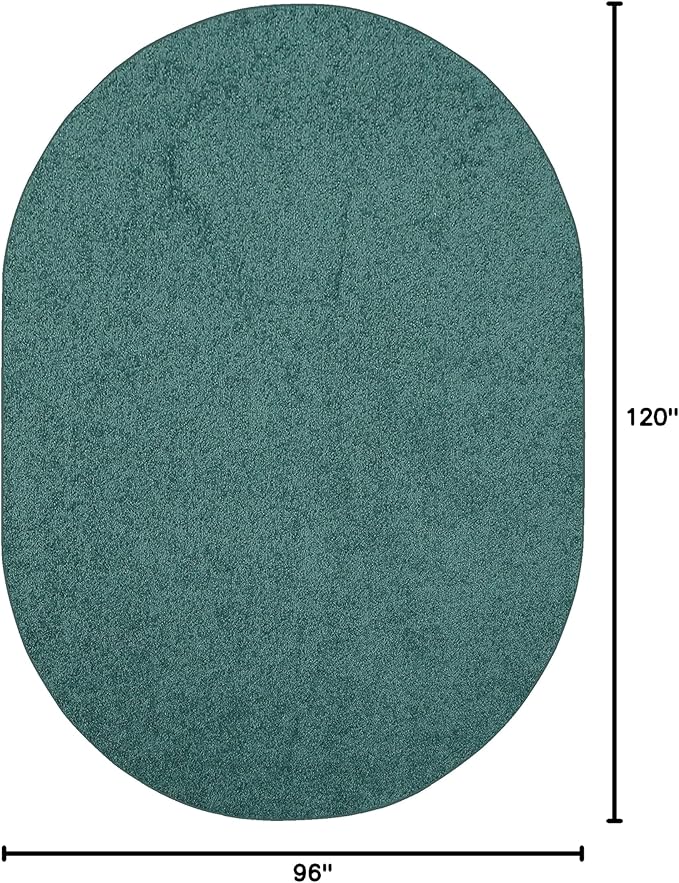Solid Color Area Rugs Teal - 8' x 10' Oval, Indoor, Stain & Fade Resistant, Perfect for Living Room, Bedroom, Dining Room, Entryway, Doorway, Pet & Kids Friendly Rug, Wedding, Made in USA
