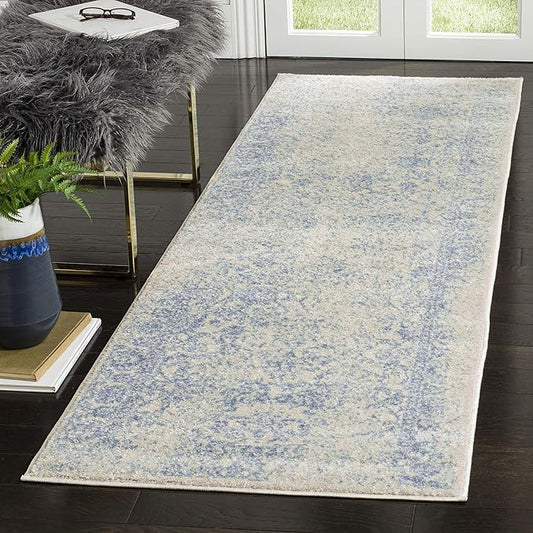 SAFAVIEH Adirondack Collection Runner Rug - 2'6" x 10', Ivory & Light Blue, Oriental Distressed Design, Non-Shedding & Easy Care, Ideal for High Traffic Areas in Living Room, Bedroom (ADR109L)