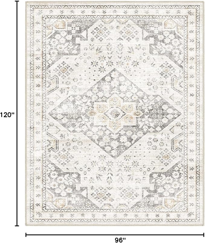 Washable Area Rugs 8x10, 8x10 Area Rugs for Living Room, Non Slip Rug Low Pile Area Rug for Living Room Dining Room Bedroom