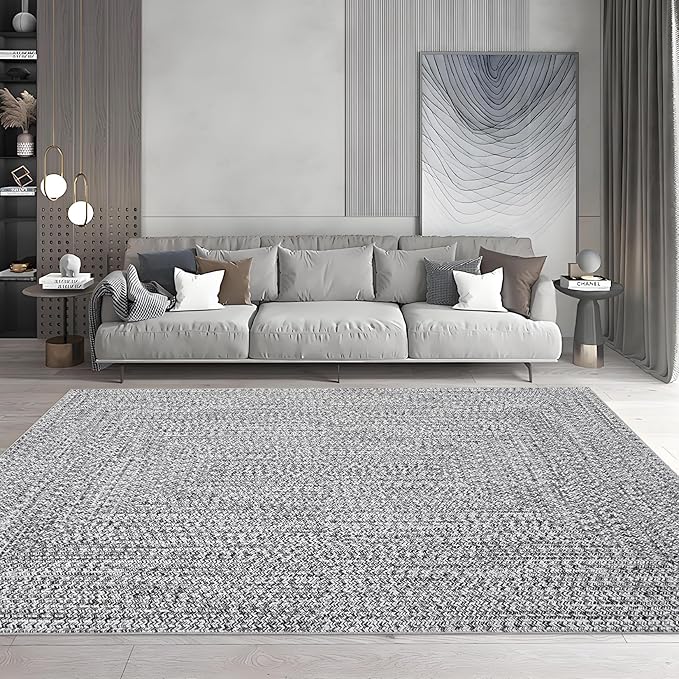 Modern Washable Rugs 8x10 Rug for Living Room Soft Bedroom Rug Farmhouse Large Area Rug Non Slip Throw Rugs Non Shedding Stain Resistant Carpet for Nursery Dining Room 8'x10' Light Grey