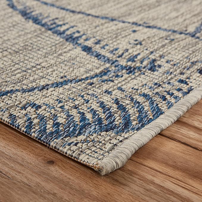 LR Home Captiva Starry Shores Indoor/Outdoor Area Rug, 7'9" x 9'5", Gray/Navy