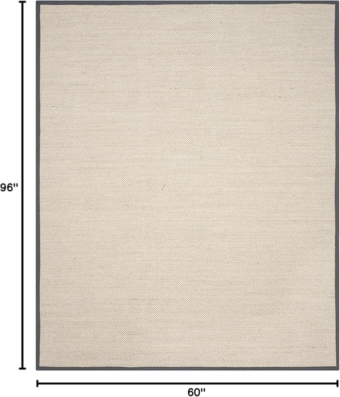 SAFAVIEH Natural Fiber Collection Area Rug - 5' x 8', Marble & Dark Grey, Border Sisal Design, Easy Care, Ideal for High Traffic Areas in Living Room, Bedroom (NF143D)
