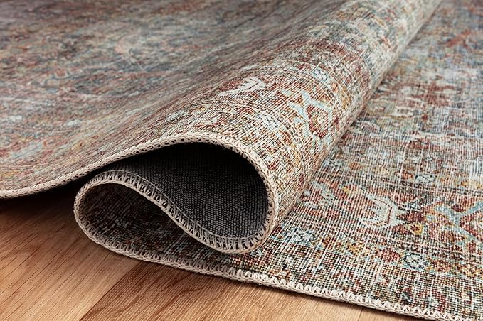 Loloi Chris Loves Julia Jules Collection JUL-05 Lagoon/Brick 8'-6'' x 11'-6'', .13" Pile Height, Area Rug