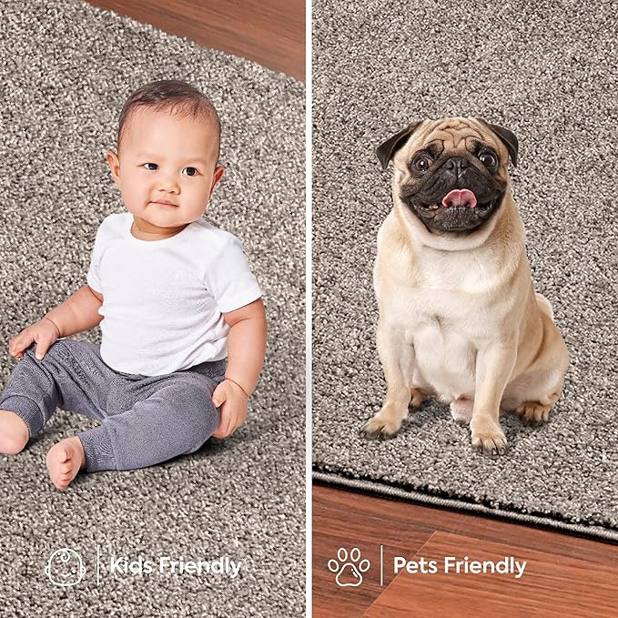 Furnish my Place Modern Indoor/Outdoor Commercial Solid Color Rug - Beige, 8' x 13', Rectangular, Pet and Kids Friendly Rug. Made in USA, Area Rugs Great for Kids, Pets, Event, Wedding