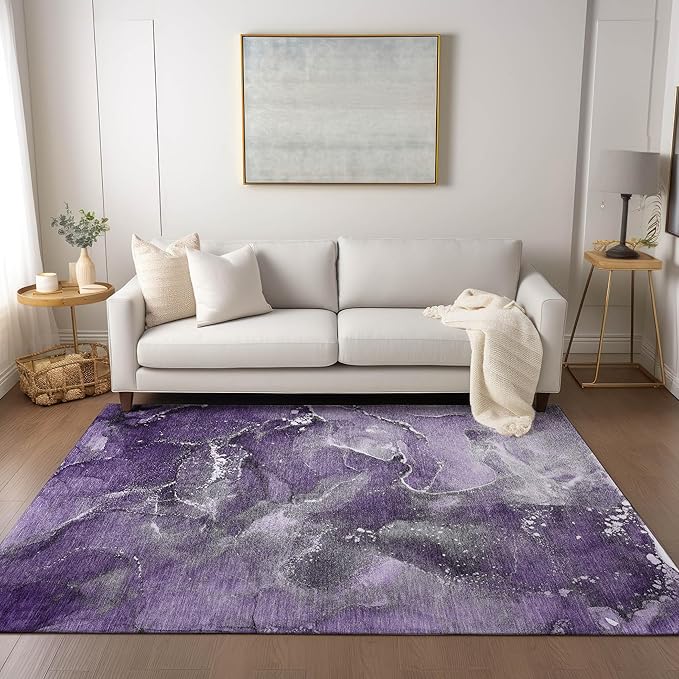 Addison Rugs Chantille ACN518 Purple 9' x 12 Indoor Outdoor Area Rug, Stain Resistant, Machine Washable, Non Shedding, Bedroom, Living Room, Dining Room, Kitchen Rug