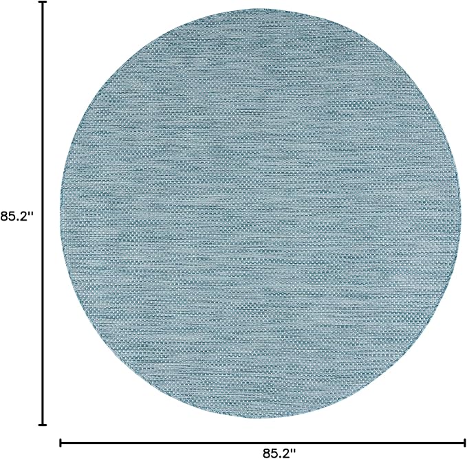 SAFAVIEH Courtyard Collection 7'1" Round Aqua/Grey CY8521 Indoor/ Outside Waterproof Easy cleansingPatio Backyard Mudroom Area Mat