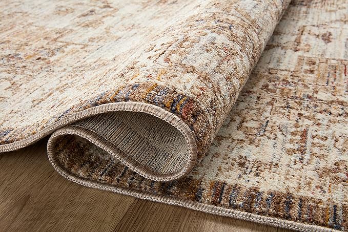 Loloi Sorrento Collection 7'-10" x 7'-10" Round Accent Rug in Mocha/Multi - Vintage Inspired Patterned Area Rug, Unique Area Rug for Living Room, Bedroom, Dining Area