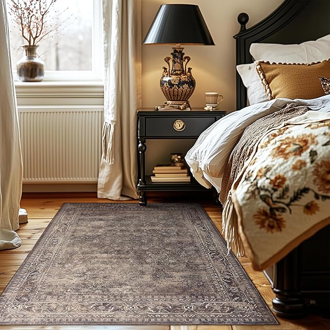 4x6 ft Area Rug - Washable, Non-Slip, Indoor/Outdoor, Boho Style for Patio, Kitchen, Office, Entryway, Kids Rooms & Runners - Durable & Stylish Area Rugs for Any Space