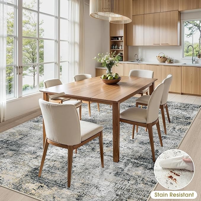 10x14 Area Rugs Living Room Rugs: Large Washable Rug with Anti-Slip Backing Non-Shedding Stain-Resistant Soft Abstract Carpet for Bedroom Dining Room Nursery Home Office Black Grey Brown