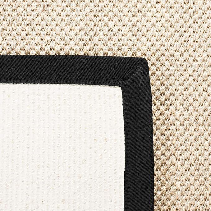 Safavieh Natural Fiber Collection Area Rug - 6' x 8', Marble & Black, Sisal with Cotton Border, Ideal for The Living Room, Bedroom, Dining Room (NF143A-68)