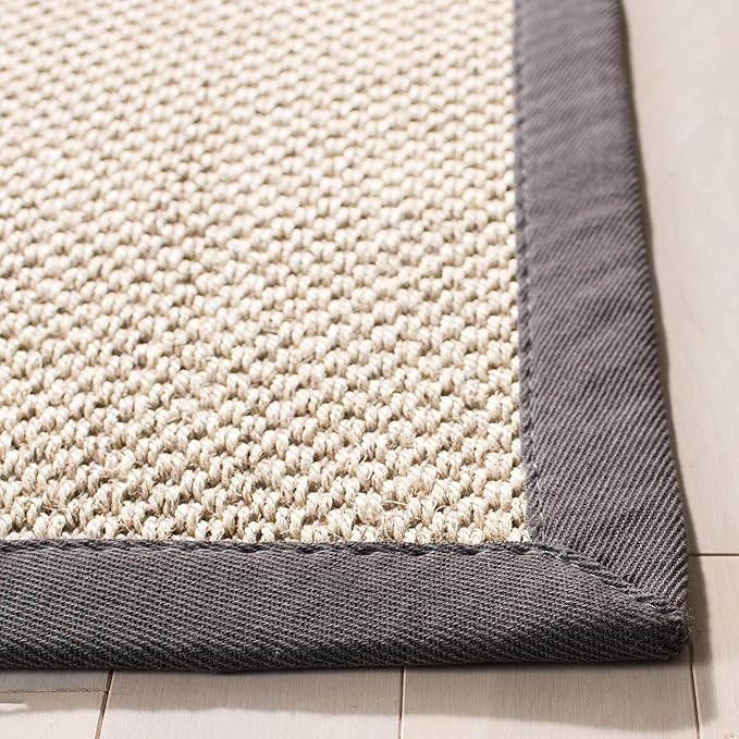 SAFAVIEH Natural Fiber Collection Runner Rug - 2'6" x 20', Marble & Dark Grey, Border Sisal Design, Easy Care, Ideal for High Traffic Areas in Living Room, Bedroom (NF143D)