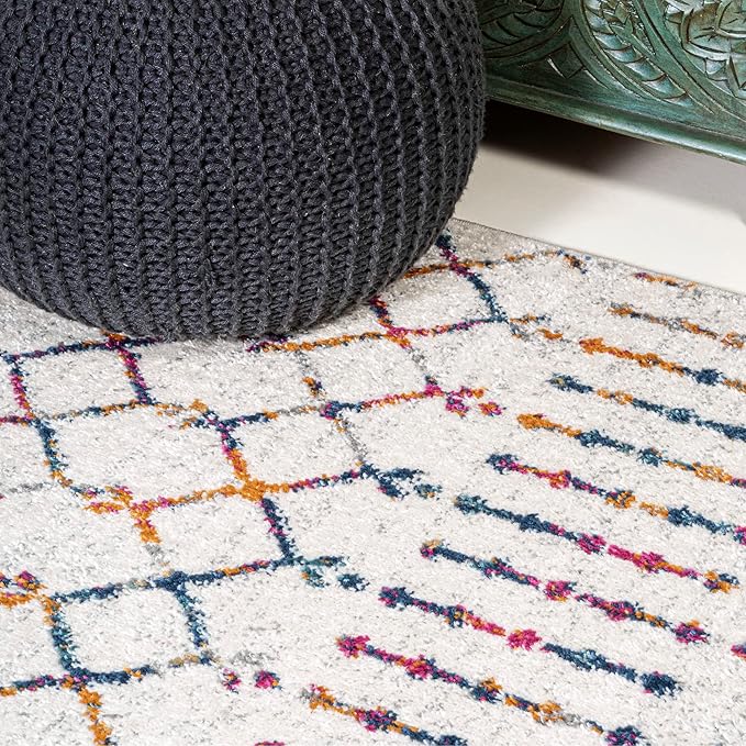 JONATHAN Y MOH101B-28 Moroccan Hype Boho Vintage Diamond 2 ft. x 8 ft. Runner-Rug, Bohemian, Southwestern, Casual, Transitional, Pet Friendly, Non Shedding, Stain Resistant, Easy-Cleaning, Cream/Gray