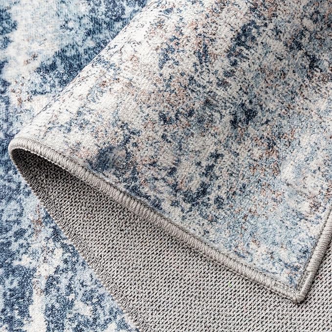 2x3 Entryway Rugs Dark Blue Machine Washable Area Rug Entrance Door Mat Indoor Accent Rug Abstract Non Slip Low Pile Carpet Distressed Throw Rug for Kitchen Bedroom Office