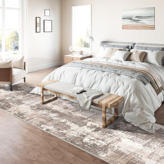 2x6 Runner Rug Machine Washable Area Rug Grey Hallway Abstract Low Pile Carpet Bedroom Living Room Office Dining Room Kitchen Laundry Room Non Slip