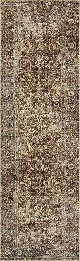 Loloi Magnolia Home by Joanna Gaines Sinclair Collection SIN-01 Rust/Lagoon 2'-0" x 5'-0", .25" Pile Height, Machine Washable, Accent Rug